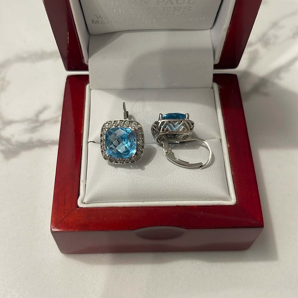 David Yurman style blue Albion pierced earrings